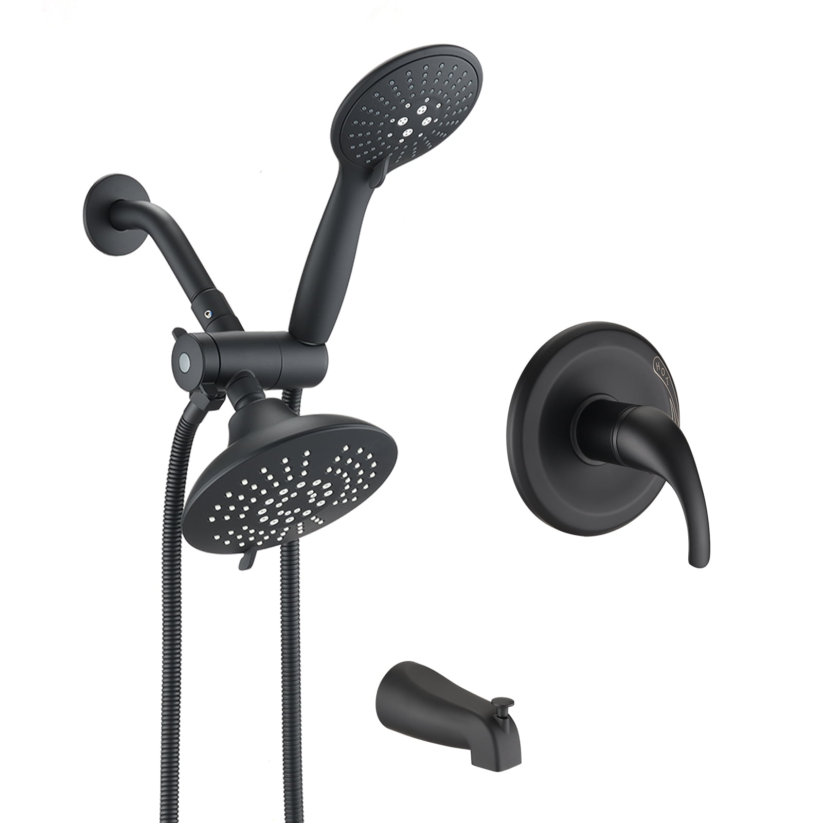 LYPER Matte Black Tub and Shower Faucet Set with 3Srpay Shower Head