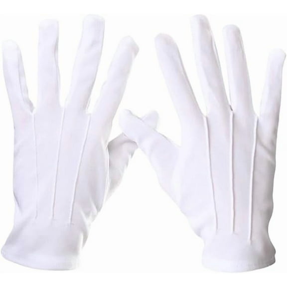 White Gloves with Snap Cuff Uniform Gloves Parade Costume for Police Server Funeral Formal Tuxedo Guard
