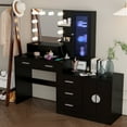 thumbnail image 3 of Ktaxon Makeup Vanity with 4 Drawers&Charging Station, Vanity Table Desk with 3 Color Light, Dressing Table w/ 2 Door Cabinet,Black, 3 of 10