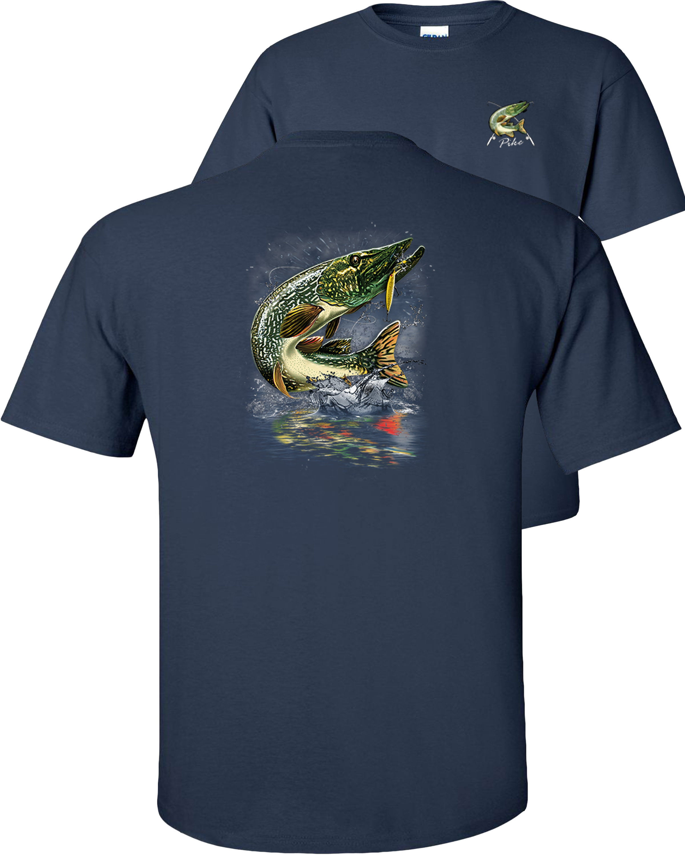 Fair Game - Jumping Northern Pike Fishing T-Shirt Adult Youth Unisex ...