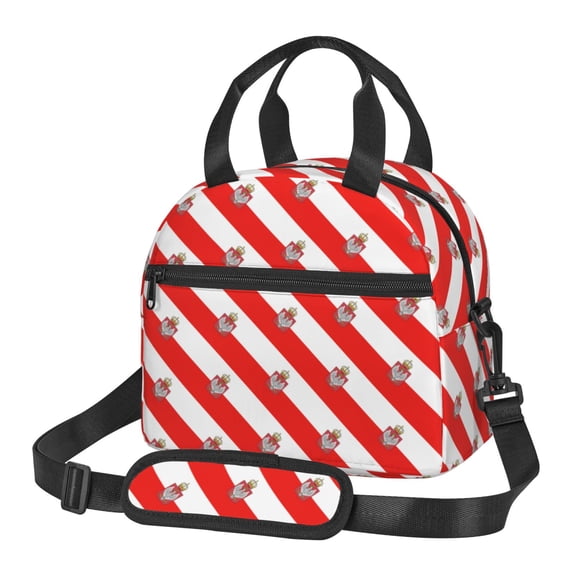 Women Men Polish-Flag Reusable Insulated Lunch Cooler Leakproof Meal PrepTote Bag with Removable Adjustable Shoulder Strap