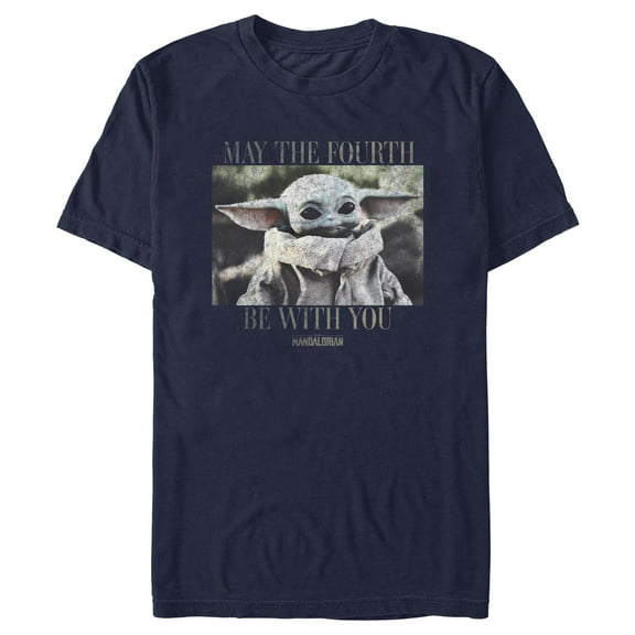 Men's Star Wars: The Mandalorian May the Fourth Grogu Portrait Distressed Graphic T-Shirt
