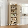 thumbnail image 5 of Tall Storage Cabinet with Glass Doors, 63" Height, Adjustable Shelf, Light Oak Wood, Multi-Purpose Organizer for Kitchen Pantry and Bathroom, 5 of 8