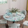 thumbnail image 2 of Teal Blue Coastal Fitted Tablecloth with Elastic Edged, Round Table Cloth for Dining Table, Nautical Starfish Shells Ocean Sea Waterproof Oil Proof Table Cover for Indoor Outdoor 36"-44", 2 of 8