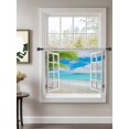 thumbnail image 2 of Sheer Curtains 54 Inch Length, Summer Beach Semi Sheer Curtains Light Filtering Window Treatment, Turquoise Window Seascape Seaside Palm Tree Privacy Voile Drapes for Living Room Bedroom 52x54 Inch, 2 of 7