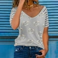 thumbnail image 3 of Orqqct Women Love Heart Print Solid T-shirt Baggy Casual Tunic Top, 3 of 4
