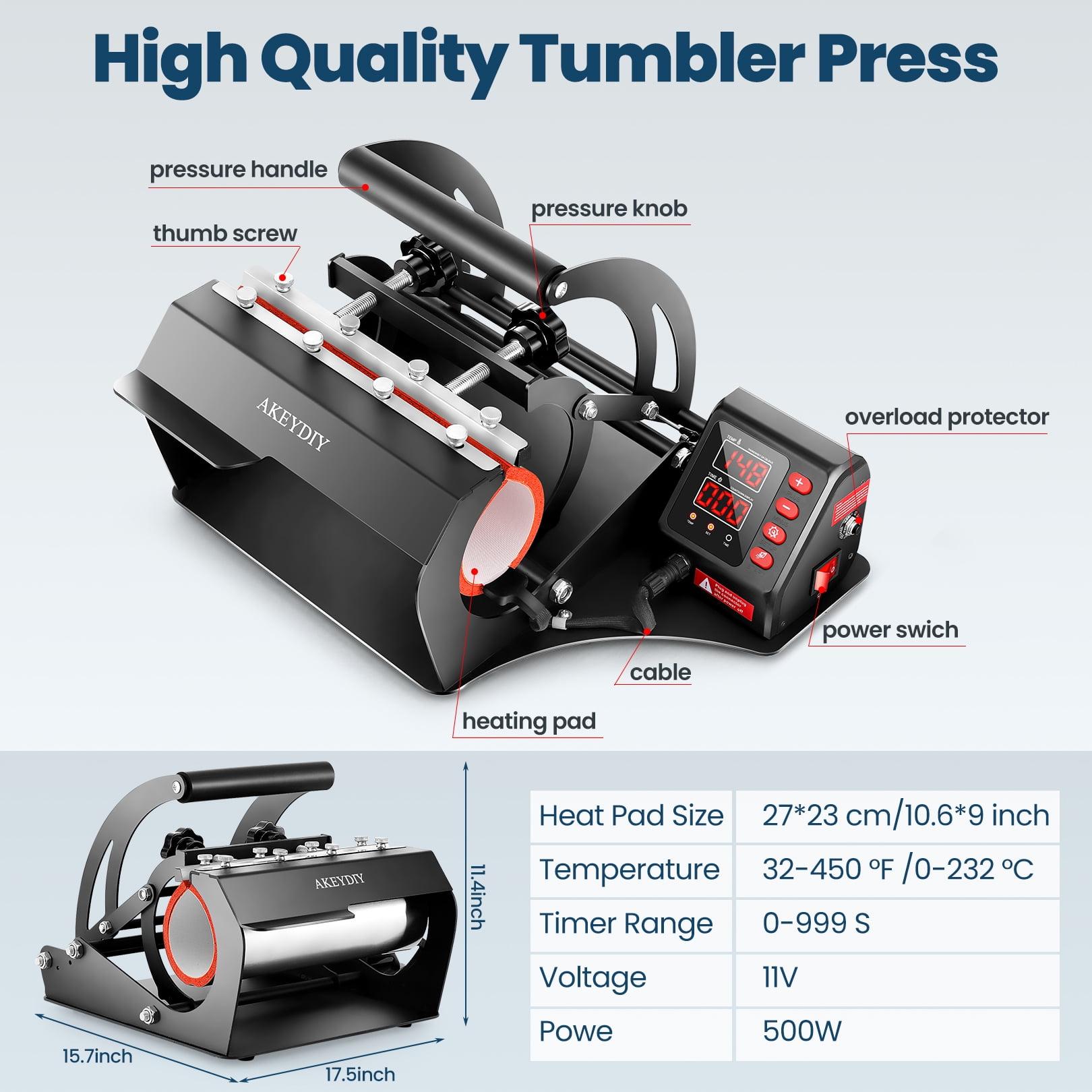Veeboto Tumbler Heat Press Machine, Mug Press Machine for 10-30 oz, Sublimation Tumbler Mug Heat Press Machine for DIY Printing Transfer Sublimation Tumbler/Mug
