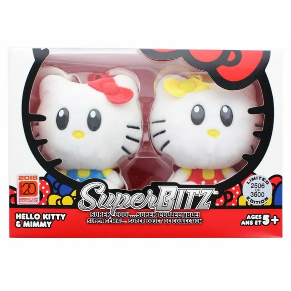 Hello Kitty Superfitz 4" Peluche Jumelles 2-Pack - Hello Kitty & Mimmy