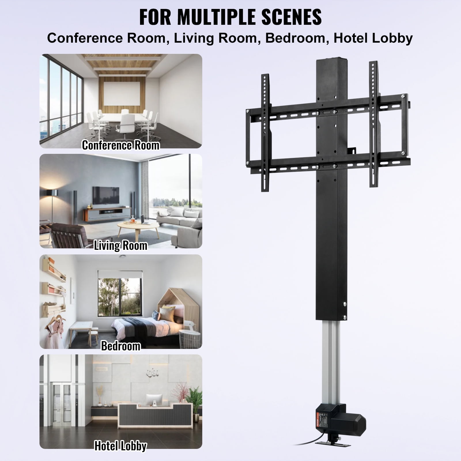VEVOR Motorized TV Lift Mount 42-73" Height Adjustable, 32" Stroke Length, Fit for Max.60" TV Lift with Long-Distance Regulator, Load Capacity 132 lbs