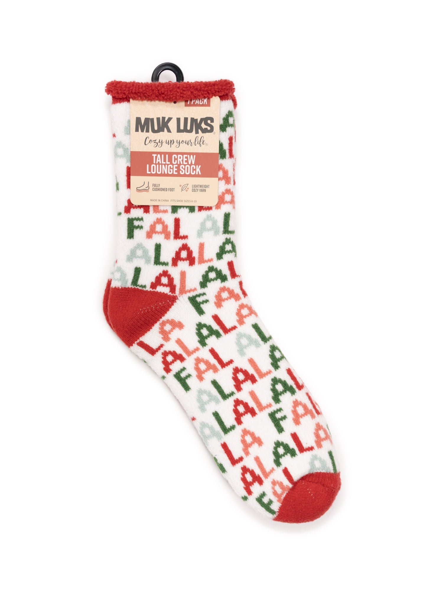 MUK LUKS Women's Tall Crew Lounge Sock, 1-Pack, OSFM