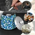 thumbnail image 4 of Yayeee Ashtray with Lid for Cigarette Smokeless Stainless Steel Home Ash Holder, Blue Dots, 4 of 7