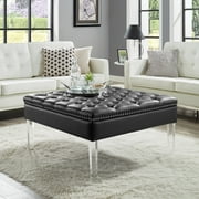 Inspired Home Stella Faux Leather Ottoman Cocktail Coffee Table Square Tufted