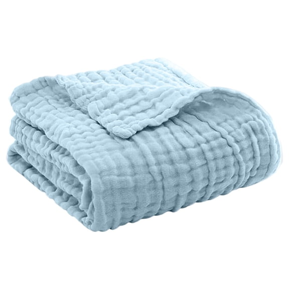 YFGEFTR Muslin Blanket, 51.2" x 59.1" Breathable and Lightweight Throw Blanket for Bed and Couch, Gauze Blanket for Adults All Season(Light Blue)