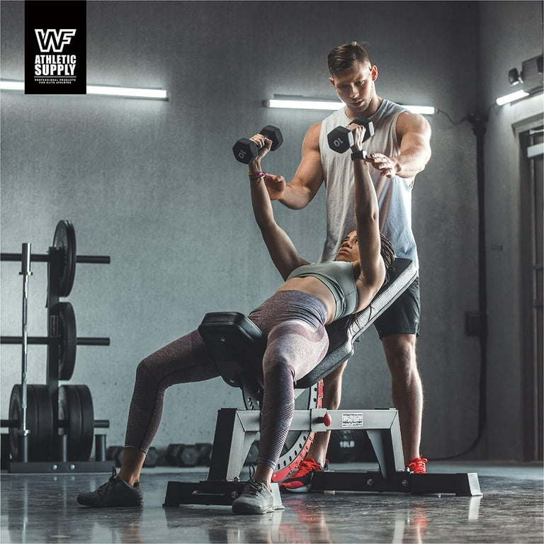 WF Athletic Supply Black Neoprene Dumbbell Set Non Slip Hex Shape Great for Muscle Toning Strength Building Weight Loss Sizes Dumbbells Only w Rack Options Available Walmart