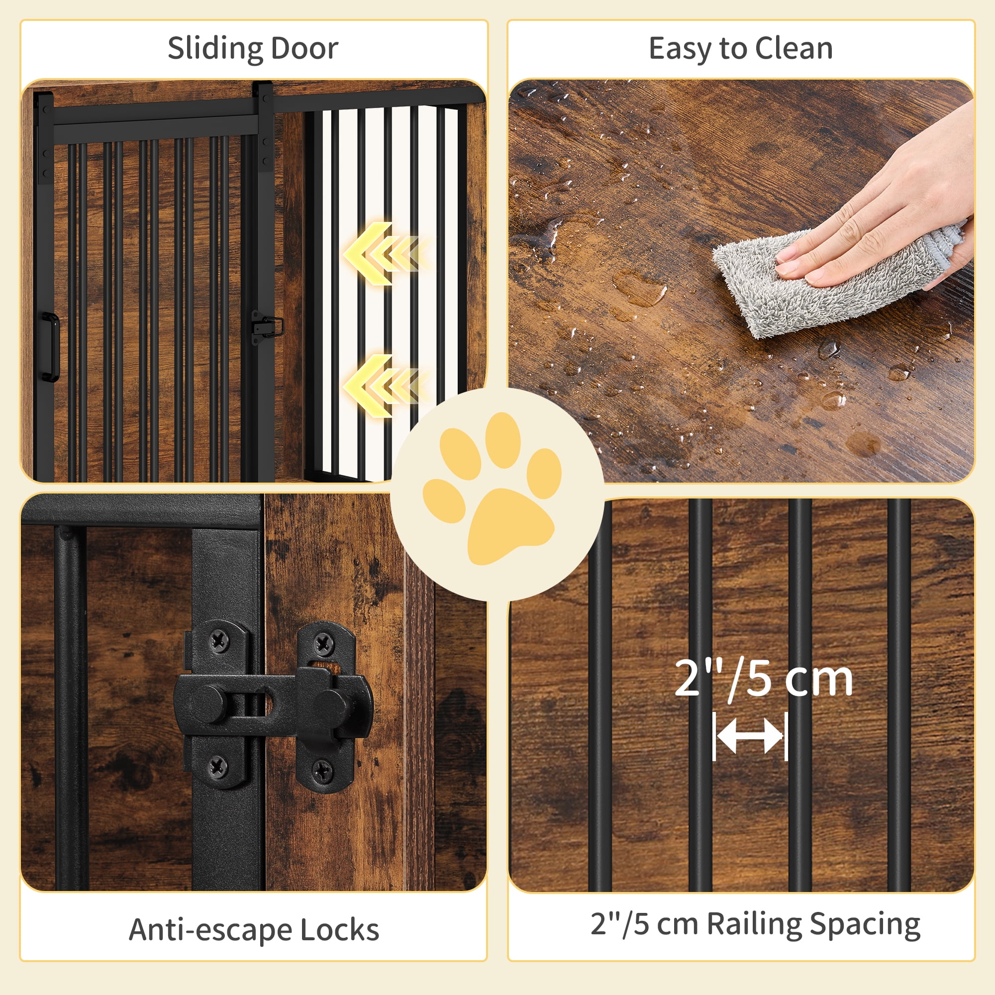 27.2" Dog Crate Furniture with Barn Door, Heavy Duty Wooden Kennel for Small Dogs up to 22 lb, Rustic Brown