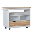 thumbnail image 4 of Euroco Kitchen Cart, Rolling Mobile Kitchen Island with Solid Wood Top and 2 Drawers, White, 4 of 10