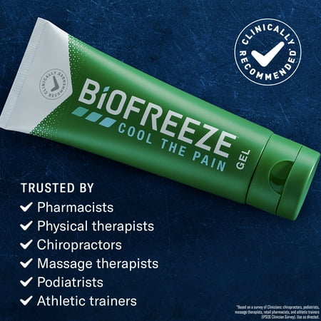 Biofreeze Menthol Pain Relieving Gel 4 FL OZ Tube For Pain Relief Associated With Sore Muscles, Arthritis, Simple Backaches, And Joint Pain, Pack Of 3 (Packaging May Vary)