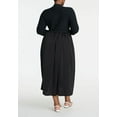 thumbnail image 2 of ELOQUII Elements Women's Plus Size Mockneck Twofer Midi Dress, 2 of 6