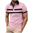 thumbnail image 5 of Sakmal Men's and Big Men's Polo Shirts Short Sleeve Beach Vacation Button Down Tshirts Business Casual Pink Striped Mens Shirts M, 5 of 5
