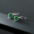 thumbnail image 5 of Gem Stone King 925 Sterling Silver Green Simulated Emerald Earrings for Women (5.00 Cttw, Cushion 8MM), 5 of 5