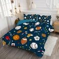 thumbnail image 6 of Queen Sports Comforter Set Navy Ball Bedding Sets for Boys Girls Kids Teen 3D Soccer Basketball Baseball Football Design 5Pcs Bed in A Bag, 6 of 9