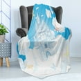 thumbnail image 4 of Fairy Soft Flannel Fleece Blanket, Illustration of a Fairy Tale Castle Clouds in the Sky and Butterflies Print, Cozy Plush for Indoor and Outdoor Use, 60" x 80", White and Sky Blue, by Ambesonne, 4 of 5