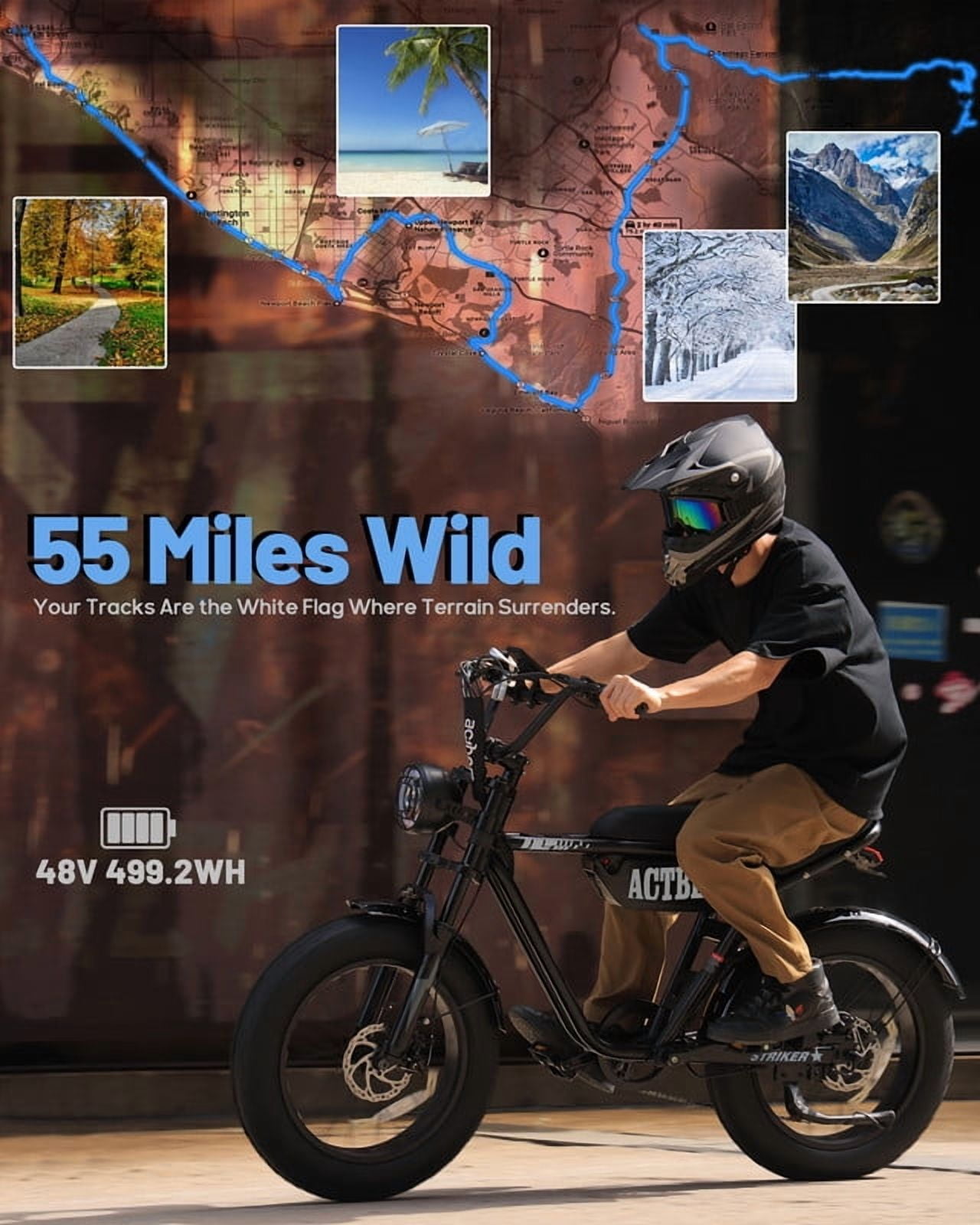 Electric Bike, 16"x4.0" Fat Tire Ebikes for Adults, 750W Peak 25 MPH Electric Mountain Bike, 48V 10.4 AH Battery, 7-Speed E-Bike with Free Lock