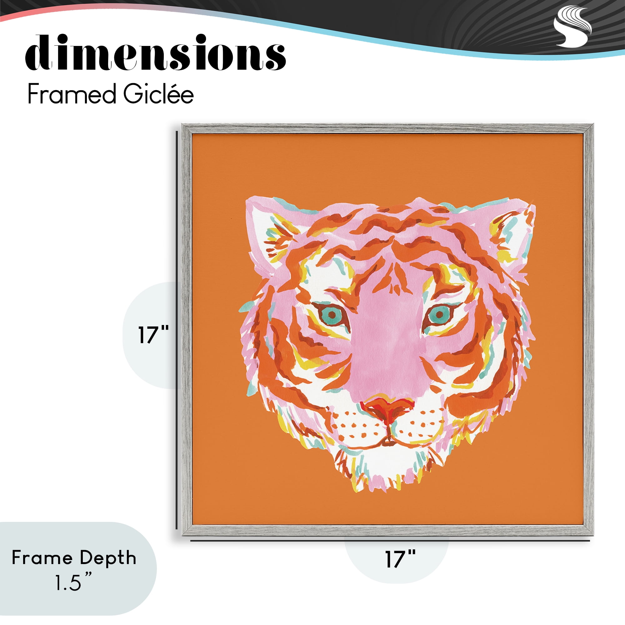 Stupell Industries Fun Bold Orange Tiger Gray Framed Giclee Art, design by Karolina Sato