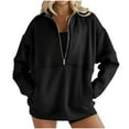 thumbnail image 1 of MeetoTime Half Zip Sweatshirt for Women Fleece Long Sleeve Collared Oversized Casual Sweatshirt with Pockets, 1 of 8