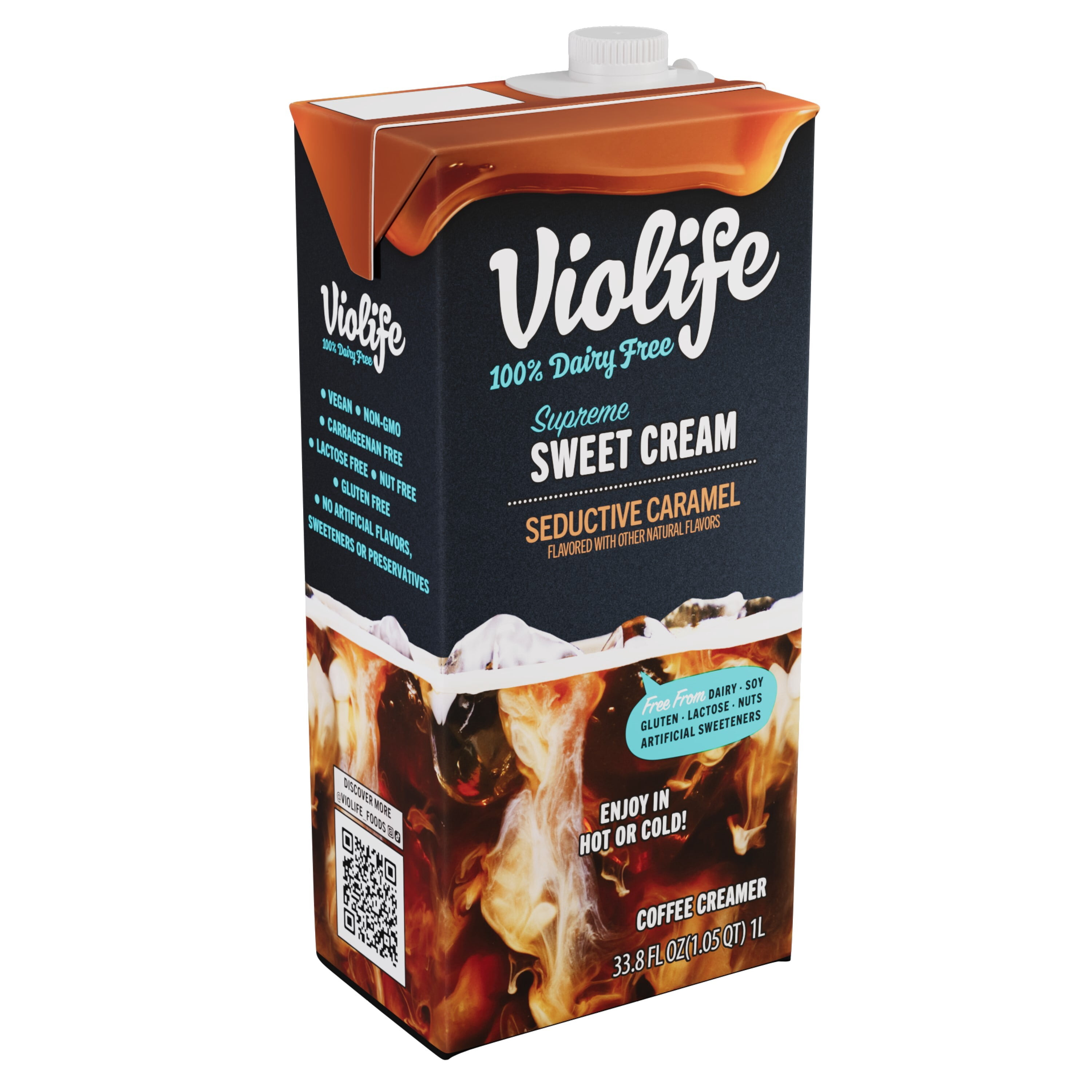 Violife Supreme Sweet Cream Caramel Coffee Creamer, Dairy-Free, 1L (33.8oz)