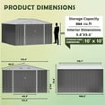 thumbnail image 6 of Homall 10x10ft Outdoor Metal Storage Shed with Lock, Durable Steel Backyard Shed, Gray, 6 of 7