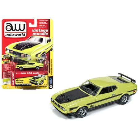 1972 Ford Mustang Mach 1 Lime Green w/ Black Stripes Limited Edition to 3,960 pieces 1/64 Diecast Model Car by