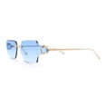 thumbnail image 6 of Womens Rimless Rectangle Serpent Jewel Hinge Metal Rim Sunglasses Gold - Blue, 6 of 8