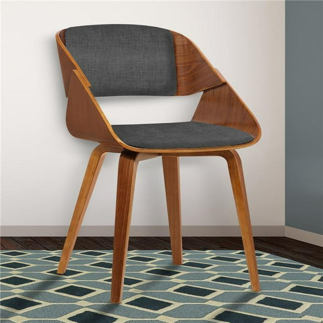 Ivy Mid-Century Dining Chair in Charcoal Fabric with Walnut Wood