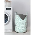 thumbnail image 3 of Abstract Laundry Bag, Christmas-Themed Circles with Polka Dots and Snowflakes in Pastel Tones, Basket with Handles Drawstring Closure for Laundromats, 13" x 19", Pale Seafoam White, by Ambesonne, 3 of 4