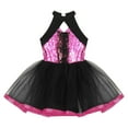 thumbnail image 4 of YONGHS Kids Girls Sleeveless Shiny Ballet Dance Leotard Tutu Mesh Dress, 4 of 5