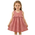 thumbnail image 3 of Piuwrlz Girls Summer Dresses Girl Casual Play Dresses Crew Neck Pleated Skirts Pink Size 3-4 Years, 3 of 9