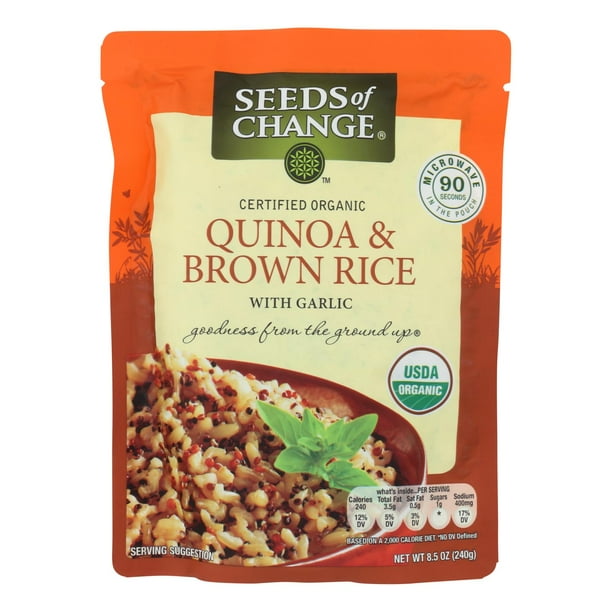 Seeds of Change Organic Quinoa and Brown Rice with Garlic Case of 12 8.5 oz.