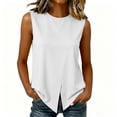 thumbnail image 6 of SwiftWear Women's Crew Neck Tank Top with Asymmetric Hem Cross Back Summer Sleeveless Casual Top Soft Stretch Everyday Wear​, 6 of 8