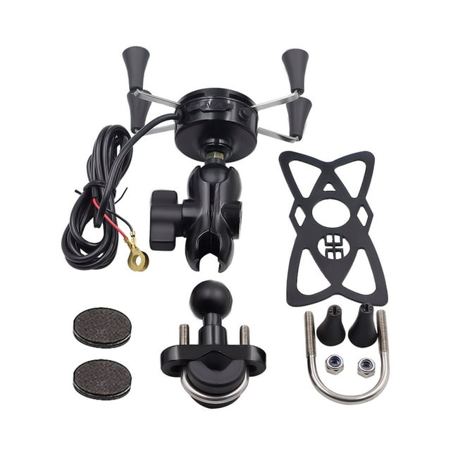 Motorcycle Bike Mobile Phone Stand Holder With USB Charger Socket X Type Mobile Phone Mount Bracket with Switch