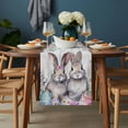 thumbnail image 2 of Bunny Easter Table Runner - 36 Inch Long, Kitchen Dining Table Runner Dresser Scarves, Eucalyptus Leaves Spring Floral Eggs Wooden Farmhouse Decor for Coffee Tables Wedding Party Banquet, 2 of 8