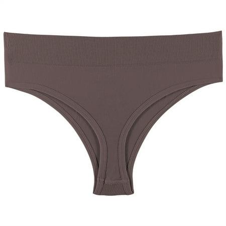 Scyoekwg Womens Underwear Bikinis Briefs Fashion Ladies Panties Solid Color Mid Waisted Bikini Underwear Hipster Panties Breathable Bikini Panties (Coffee M)