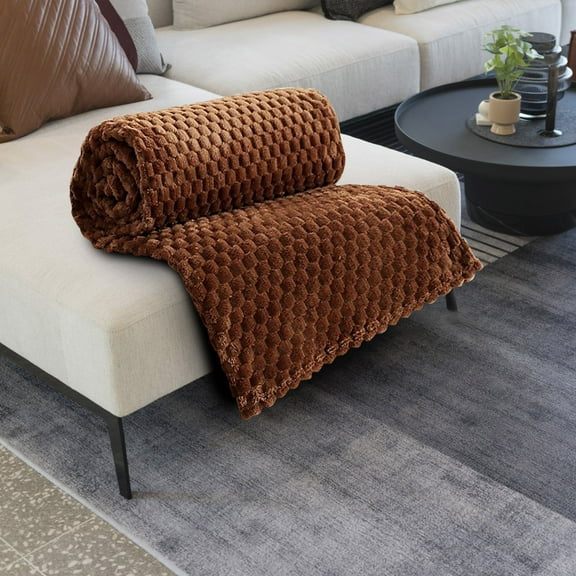 Fnyoxu Soft Flannel Throw Blanket 50x60in - Solid Color Lightweight Microfiber for Couch, Bed, Office Nap, All-Season Multipurpose Cover with Drawstring Storage