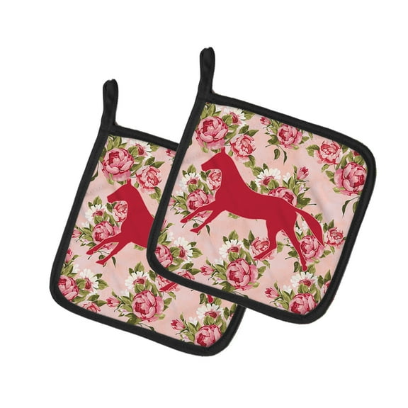 Caroline's Treasures BB1003-RS-PK-PTHD Horse Shabby Chic Pink Roses Pair of Pot Holders , 7.5HX7.5W, multicolor