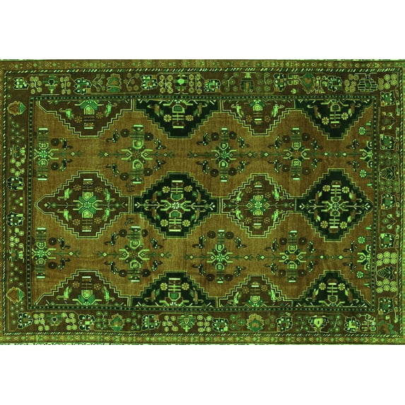 Ahgly Company Indoor Rectangle Persian Green Traditional Area Rugs, 7' x 9'