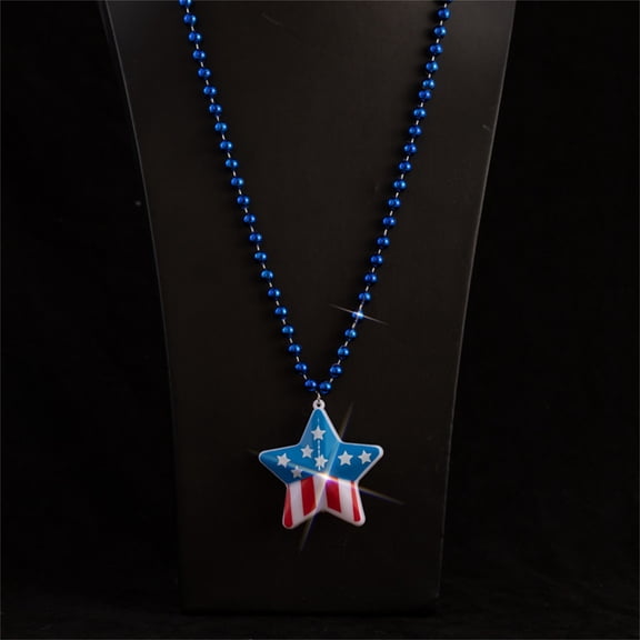 YYKihy Simple Fashion National Day Holiday Necklace Plastic Flash Red Blue Multi Color Necklace