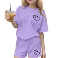 thumbnail image 1 of Ensemble Deux Pièces pour Filles, Haut à Manches Courtes et Short, Col Rond, Tenue d'Été Décontractée avec Petits Imprimés, 1 of 7