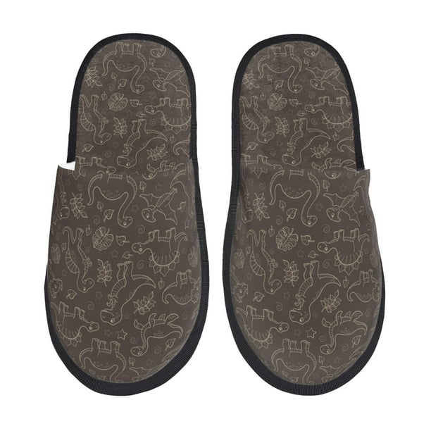 Fotbe Dinosaur Pantuflas Peludas para Mujer con Estampado, Zapatillas de Peluche, Zapatos de Invierno para Casa, Uso Interior y Exterior-Large