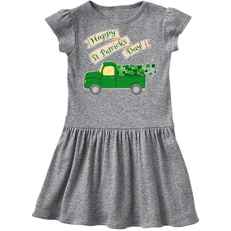 

Inktastic Happy St. Patrick s Day Green Truck with Clovers Gift Toddler Girl Dress