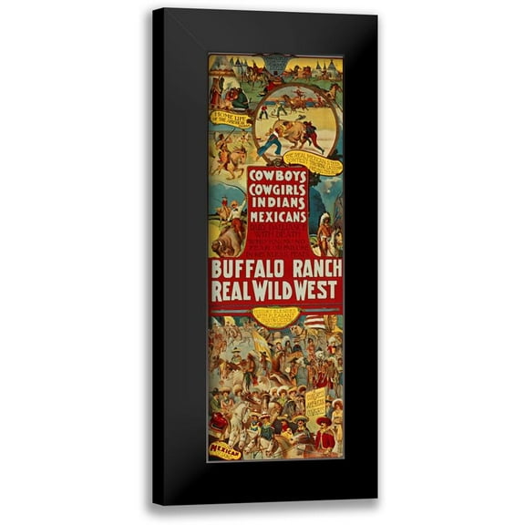 Anonymous 7x14 Black Modern Framed Museum Art Print Titled - Cowboys, Cowgirls, Indians